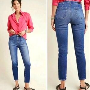 Anthropologie AG Vintage Stevie Ankle Button Up with Straight Leg Size 4 Jeans